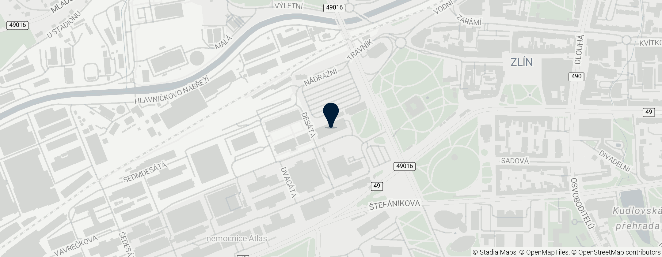 Map of Tomas Bata University in Zlín