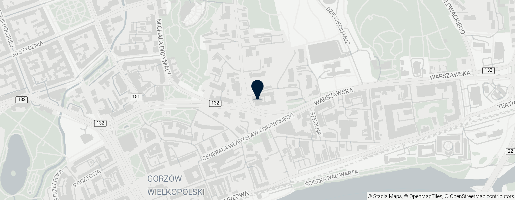 Map of Kościół św. Antoniego Padewskiego i św. Stanisława Kostki w Gorzowie Wielkopolskim