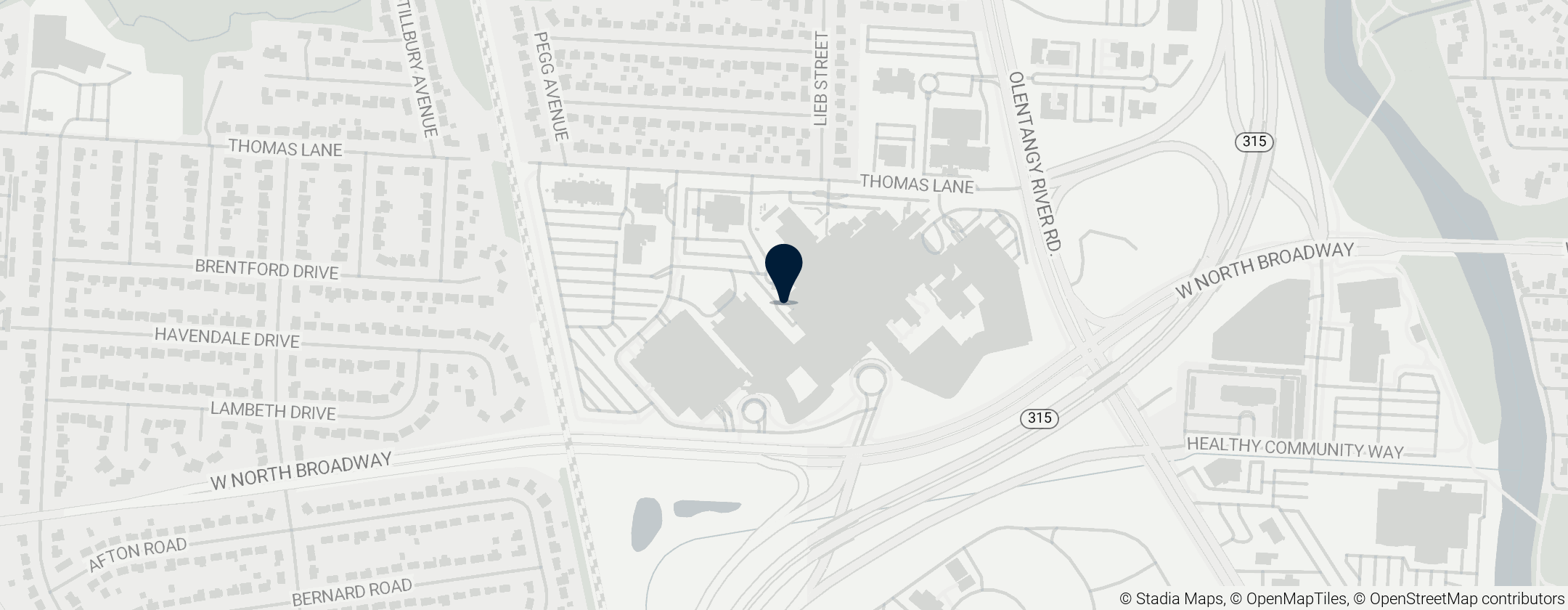 Map of OhioHealth Riverside Methodist Hospital