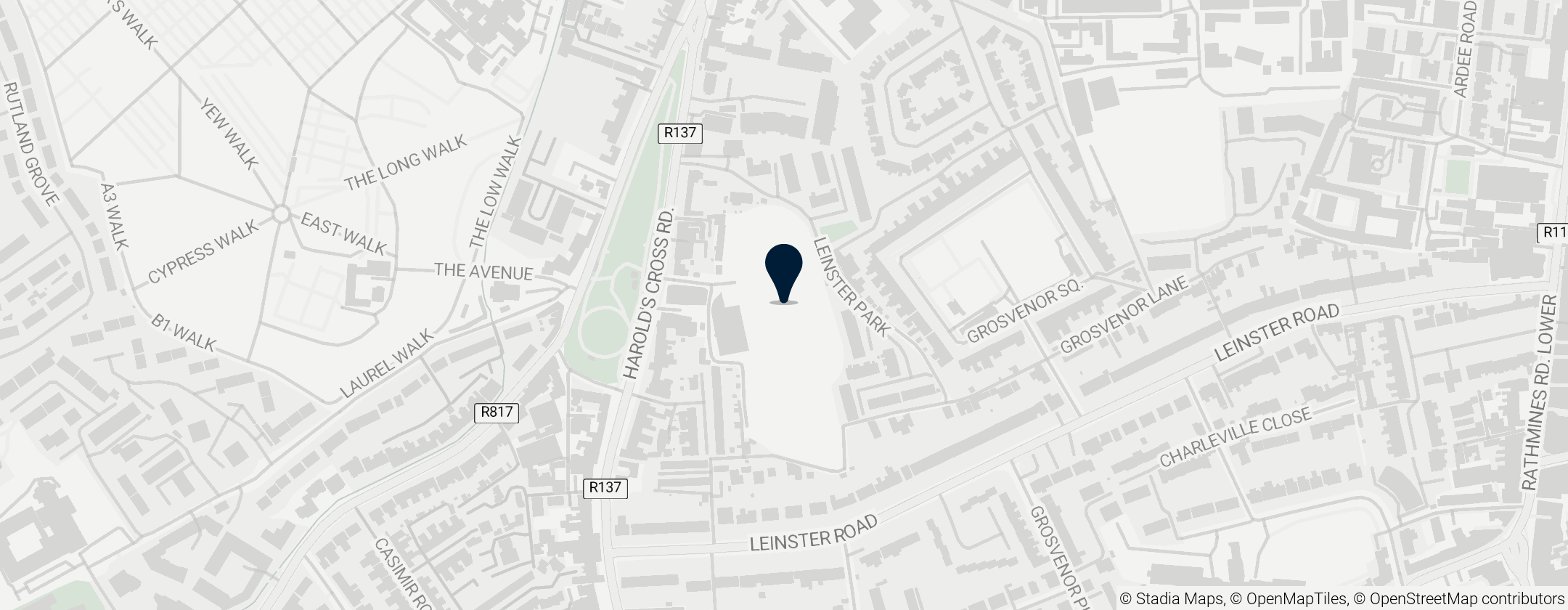 Map of Harold's Cross Greyhound Stadium (Closed)