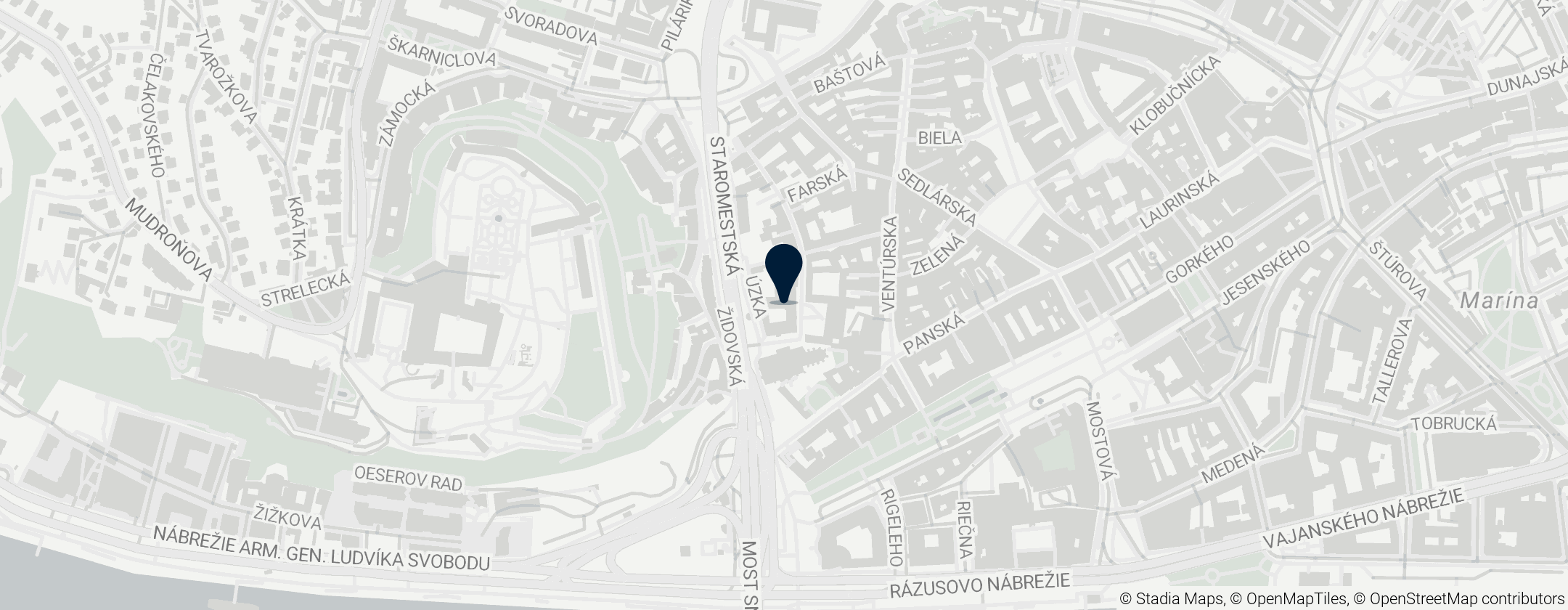 Map of Cyrylo-Metodiański Wydział Teologii Rzymskokatolickiej Uniwersytetu Komeńskiego w Bratysławie