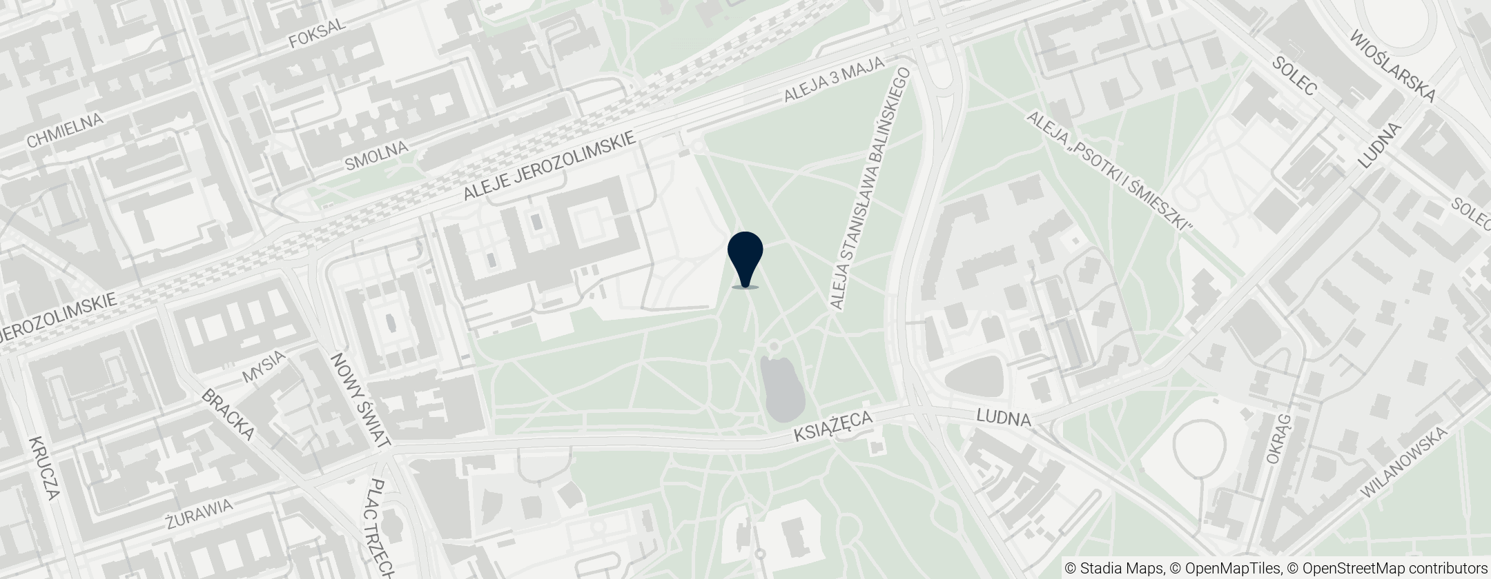 Map of Park Na Książęcem w Warszawie