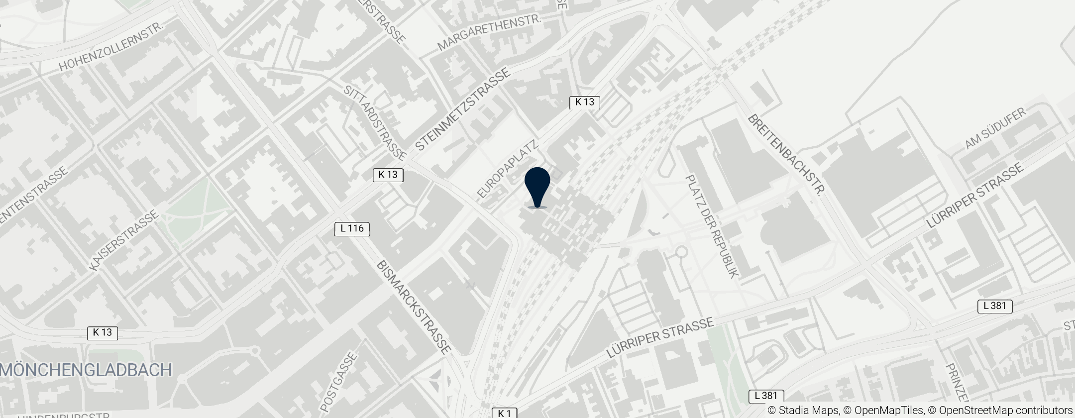 Map of Mönchengladbach Hauptbahnhof