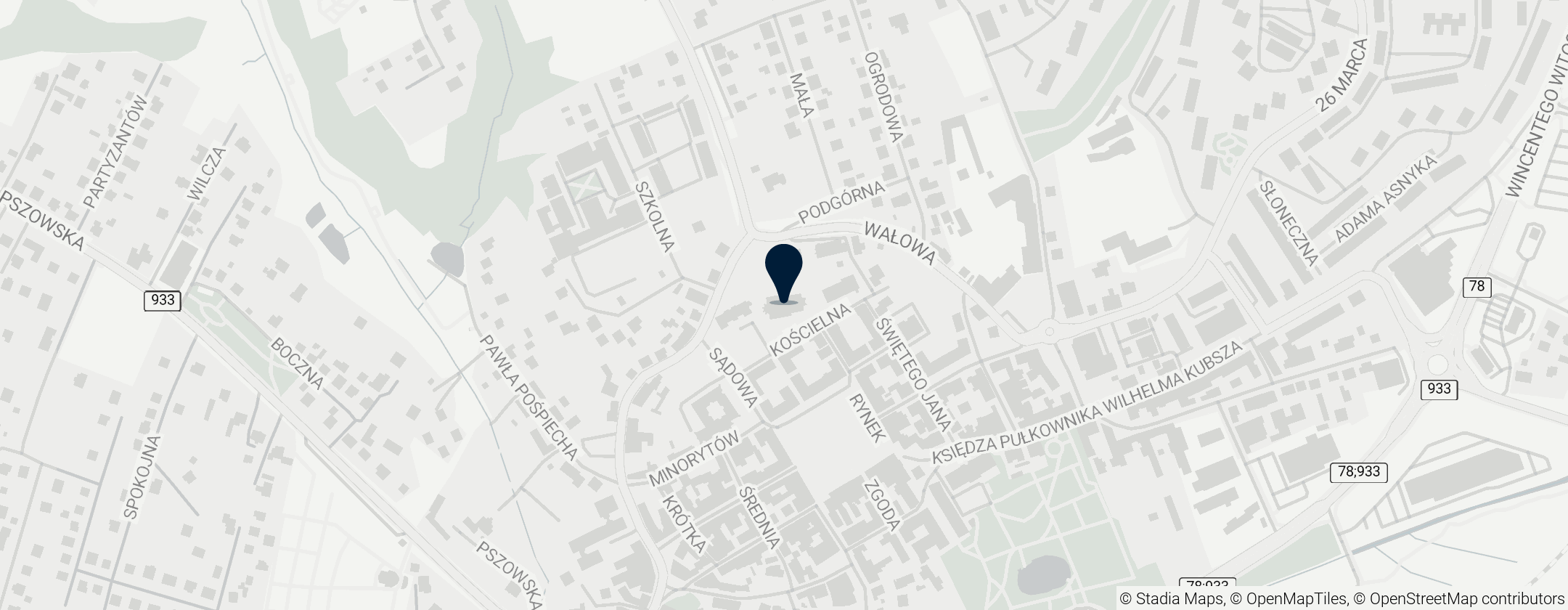 Map of Kościół Wniebowzięcia Najświętszej Maryi Panny w Wodzisławiu Śląskim