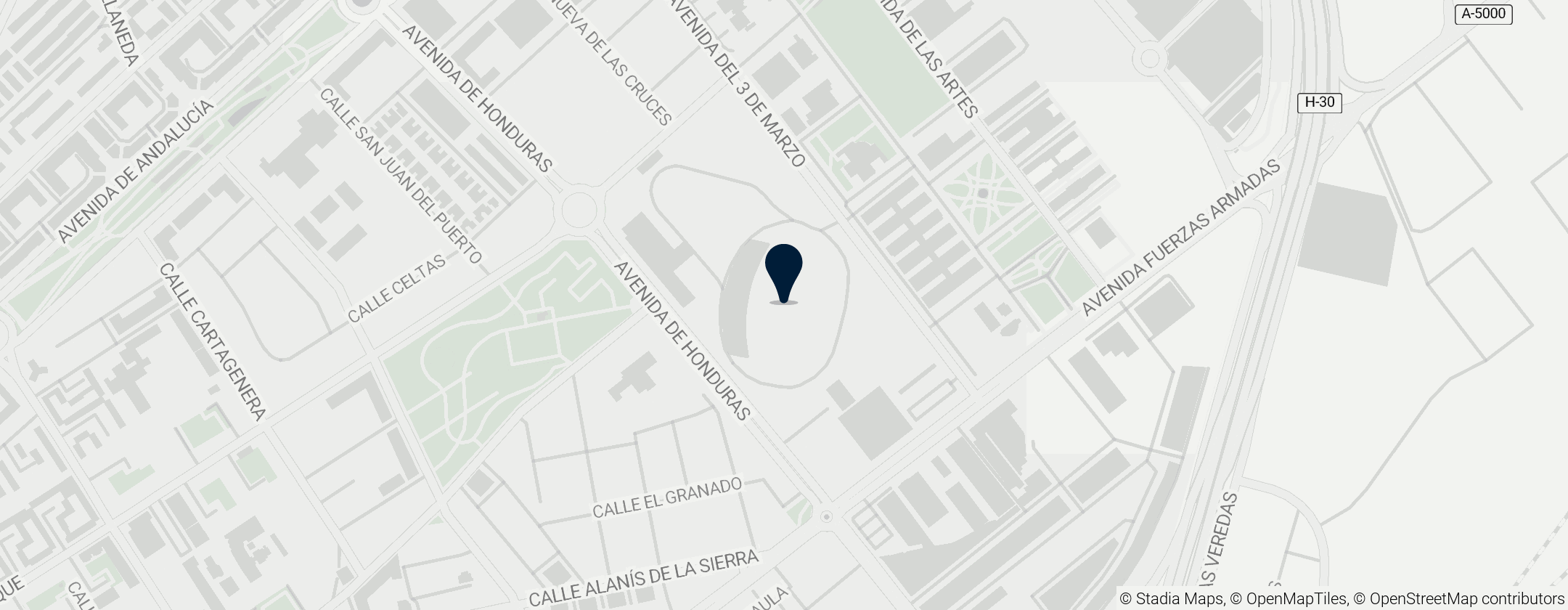 Map of Estadio Iberoamericano de Atletismo Emilio Martín