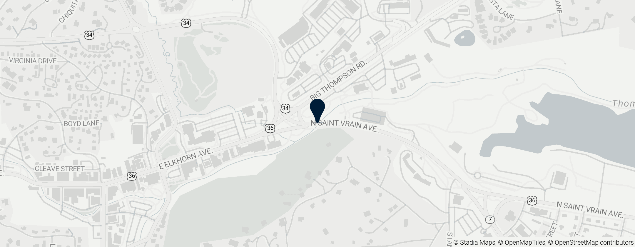 Map of U.S. Route 36 in Colorado